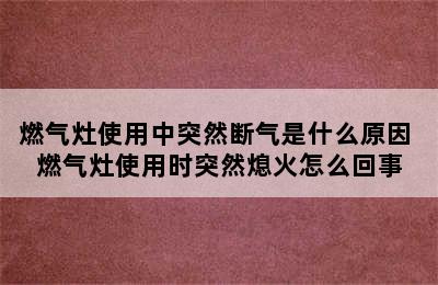 燃气灶使用中突然断气是什么原因 燃气灶使用时突然熄火怎么回事